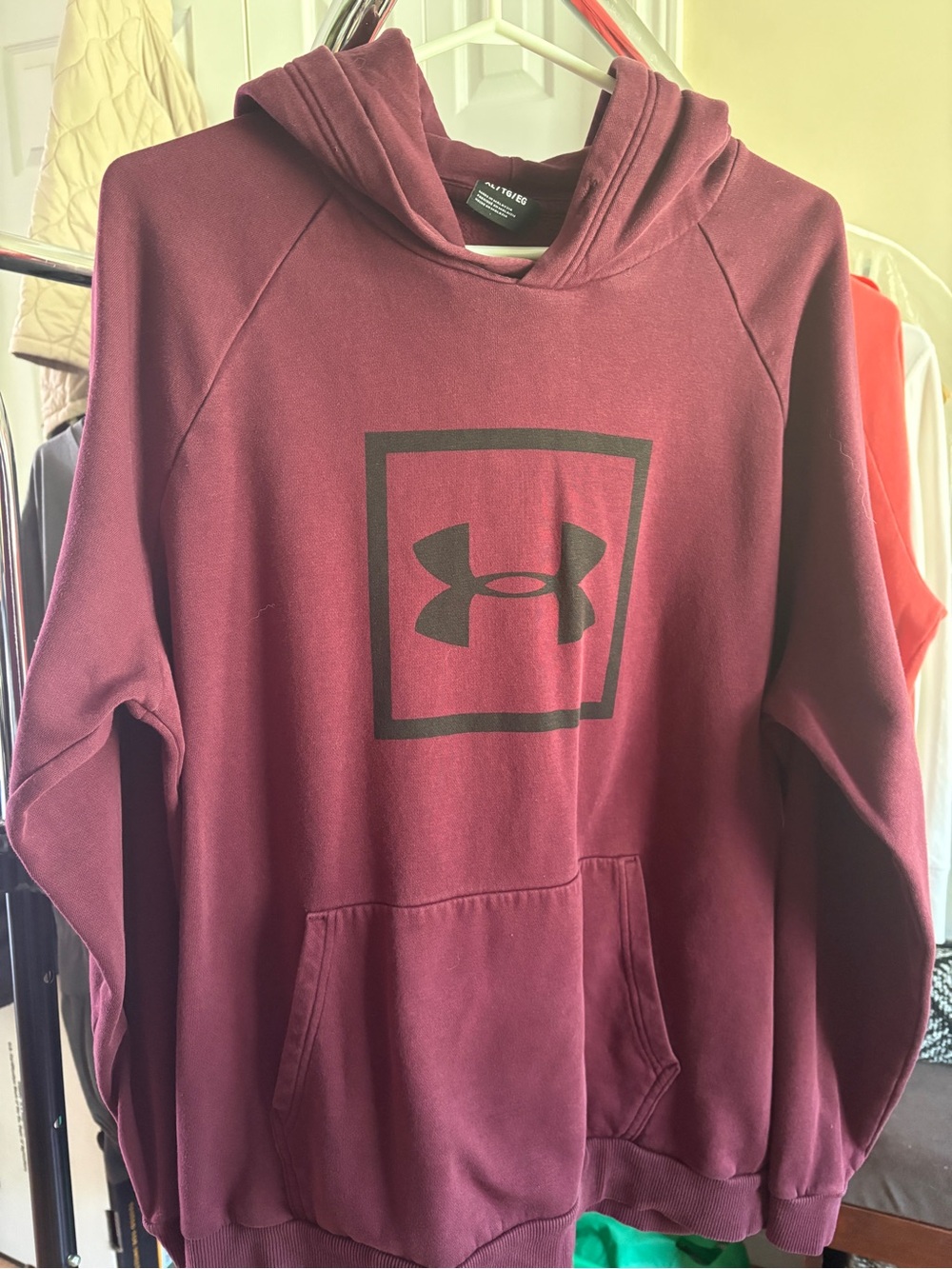 Under Armour Men's Maroon Crewneck Hoodie with Logo